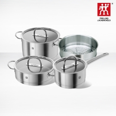 德国双立人Zwilling Prime 锅具四件套装 不锈钢煎炒锅深烧锅炖锅 不锈钢色